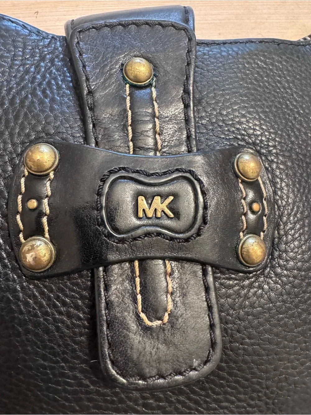 Vintage Y2K Michael Kors Black Pebbled Leather Braided Handle Shoulder Bag